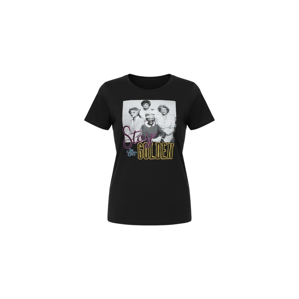 The Golden Girls Graphic Tee Womens XS Black Stay Golden ABC Studios Shirt